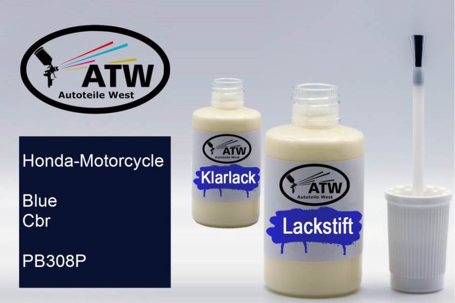 Honda-Motorcycle, Blue Cbr, PB308P: 20ml Lackstift + 20ml Klarlack - Set, von ATW Autoteile West.